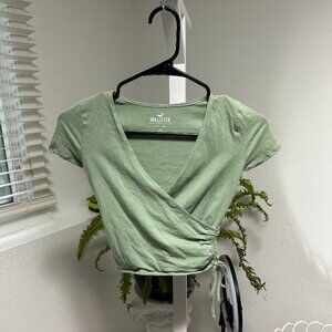 Hollister Green Cross Cinched Trendy Baby Tee